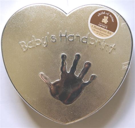 baby plaster handprint kit heart shaped in metal box|Baby Handprint Footprint Kit Plaster Plastic Mold Easel Silver .